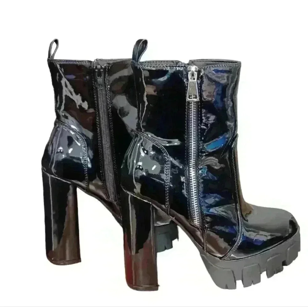 Streetwear Society Black Platform Heeled Boot  Size 6